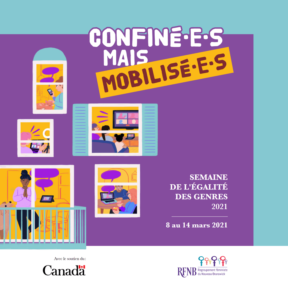 Visuel du guide "Confinés mais mobilisé.e.s - Semaine de l'égalité des genres "